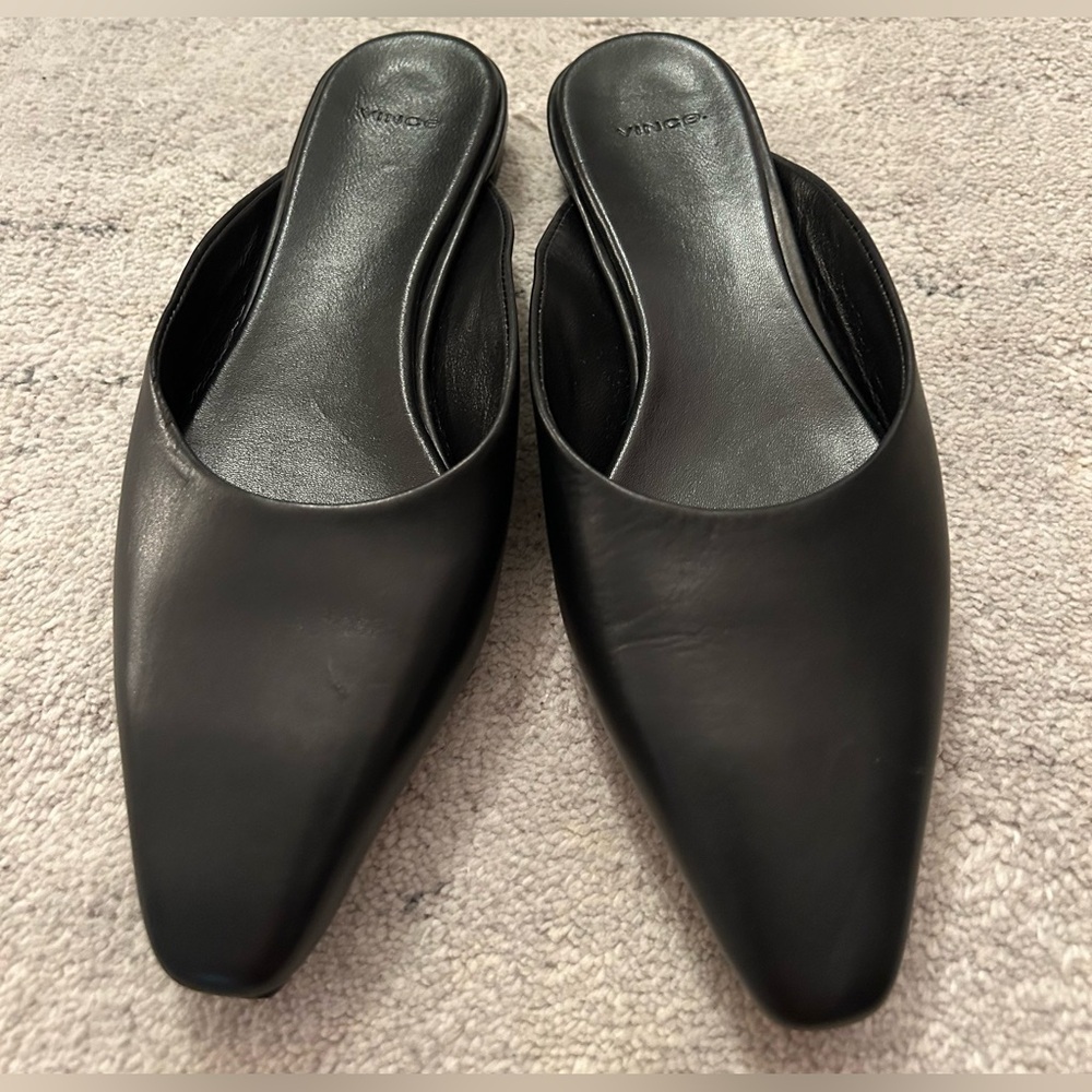 VINCE - Ana Pointed Leather Mules Black Size 5.5 - Picture 6 of 14